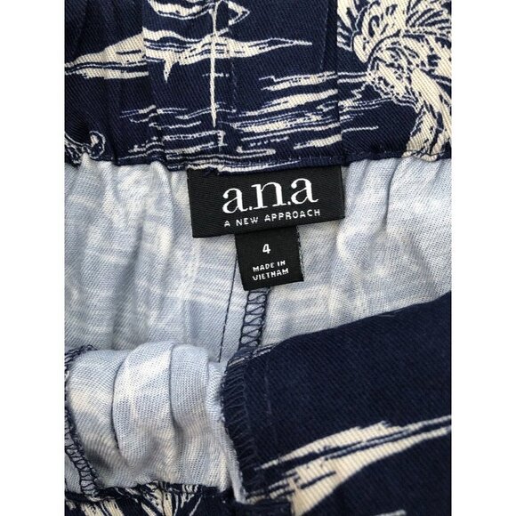NWT ana A New Approach Size 4 Blue White Flamingo Tropical Paperbag Shorts - Picture 5 of 7